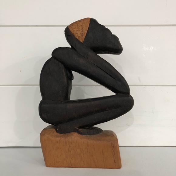 Vintage Hand Carved African Wooden Man - Picture 4 of 9